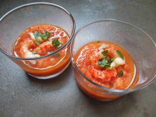 Gaspacho tomate melon écrevisse